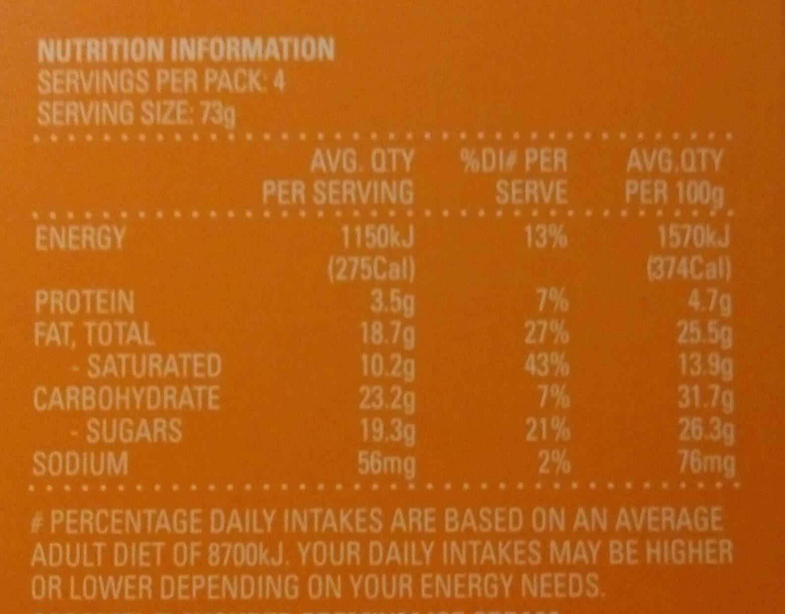 Caramel maple and macadamias ice cream - Nutrition facts