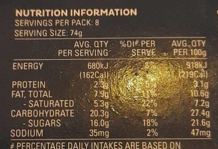 Fudge bars - Nutrition facts