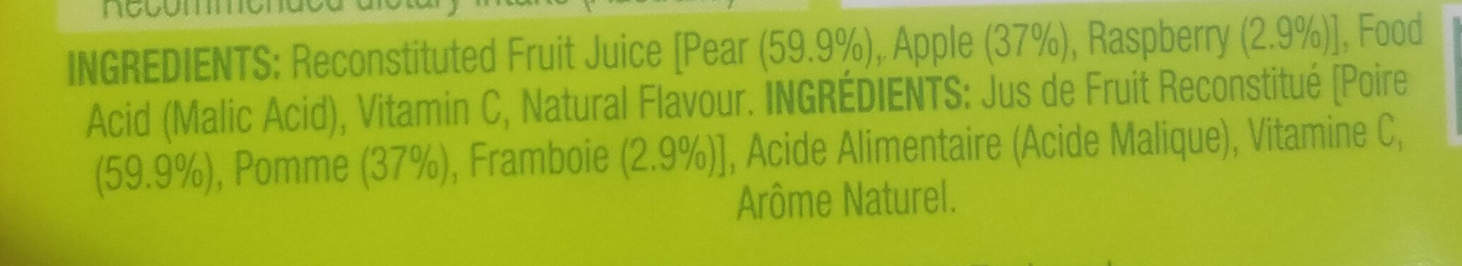 Pear Apple & Raspberry - Ingredients