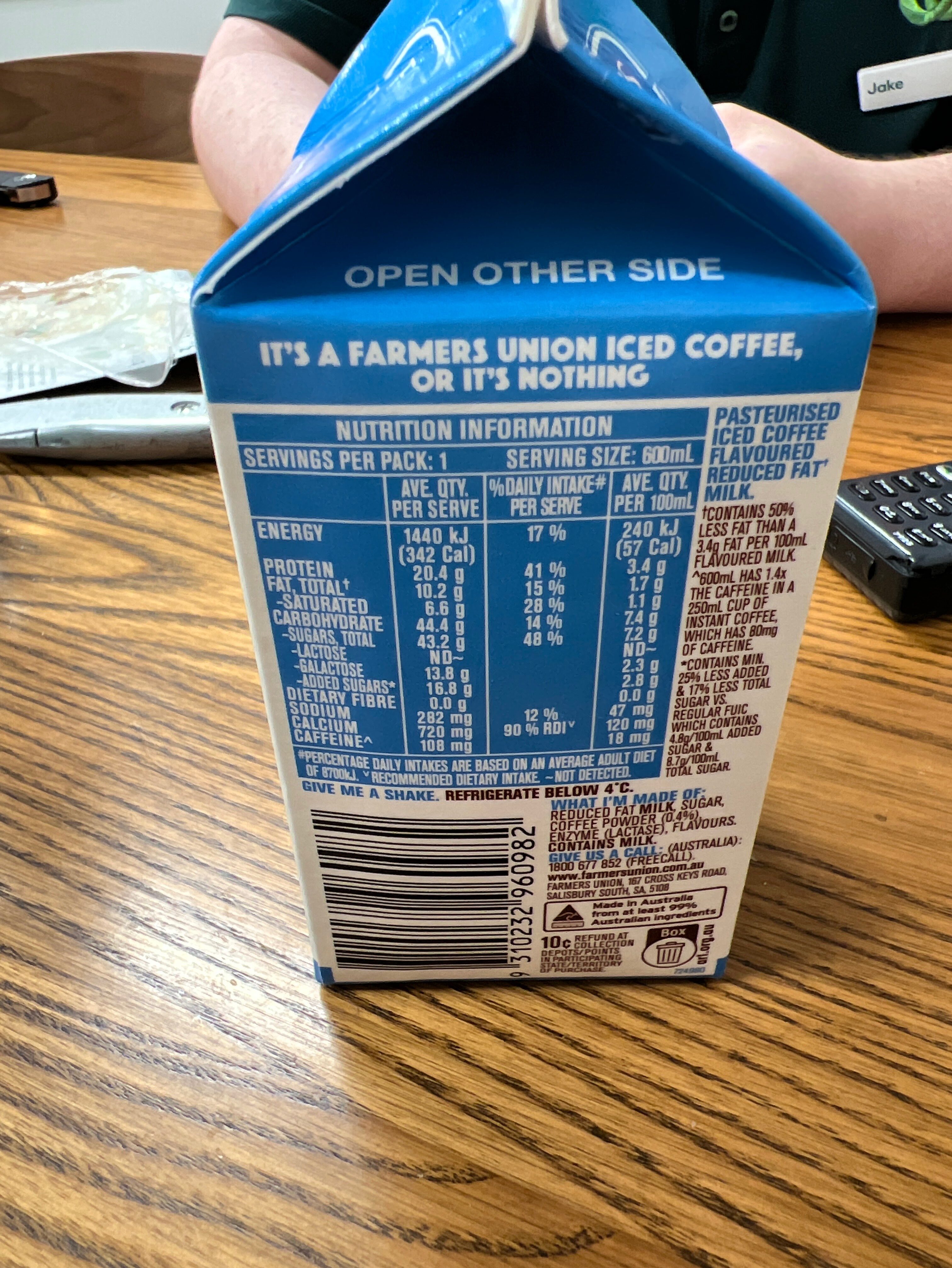 Iced Coffee Lactose Free - Ingredients
