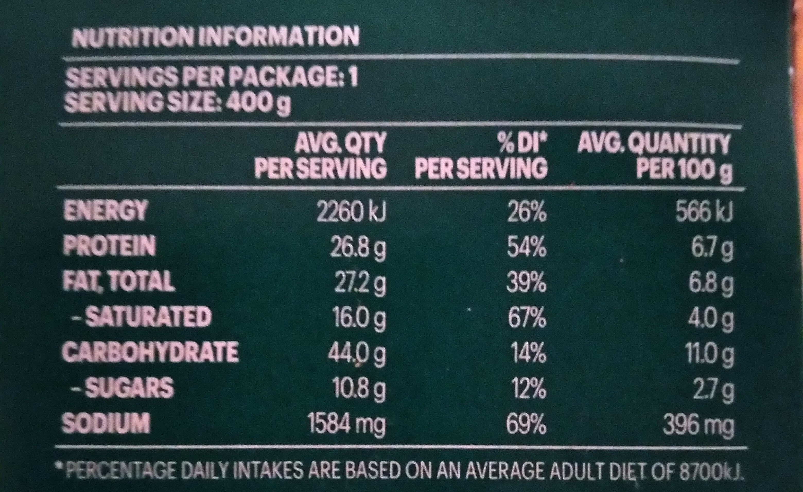Al Forno Spinach Carnneloni with Ricotta - Nutrition facts
