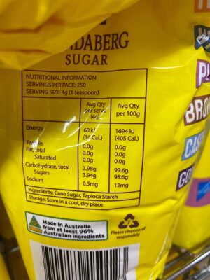 icing sugar - Nutrition facts