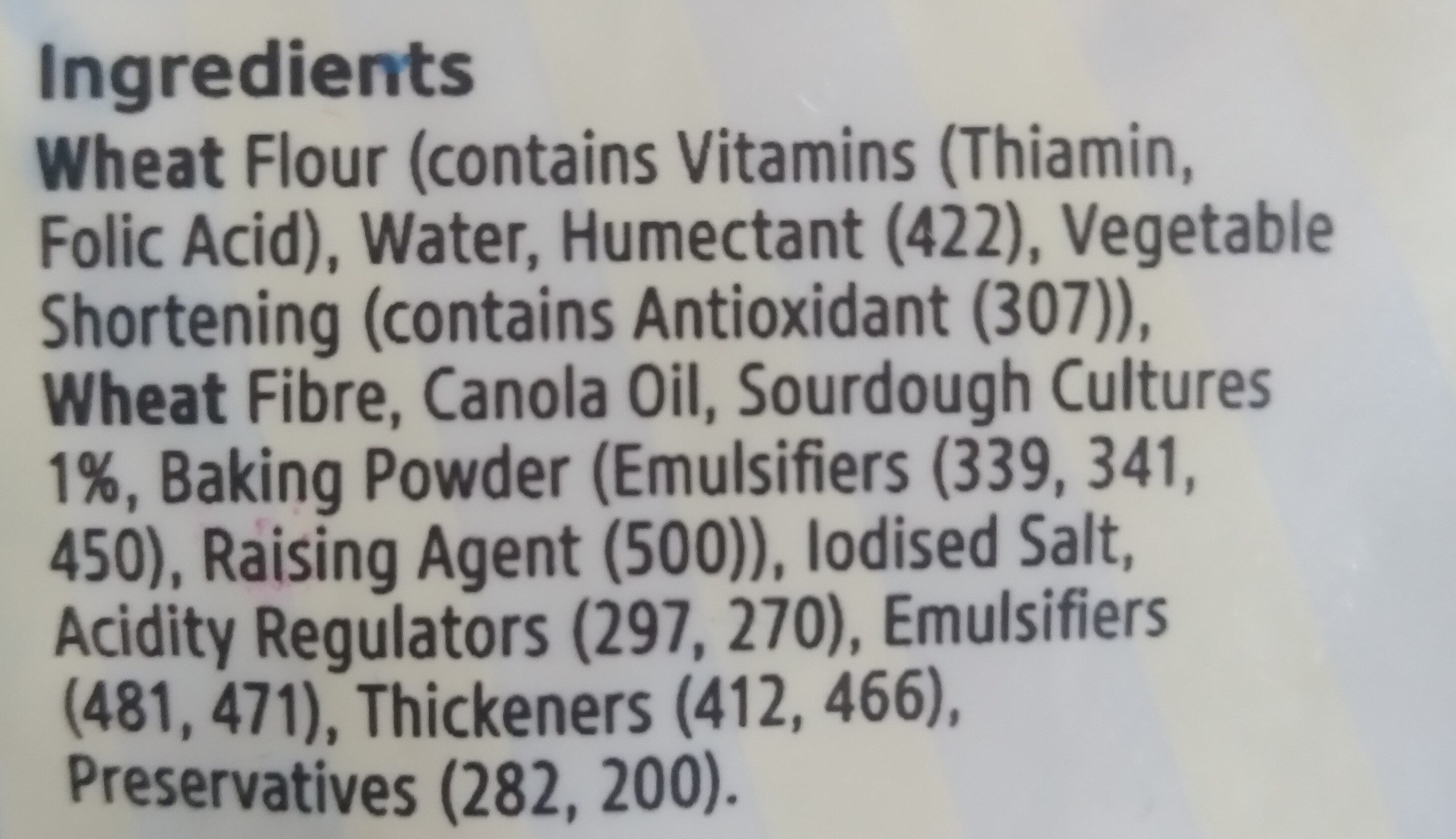 Sourdough Wraps - Ingredients