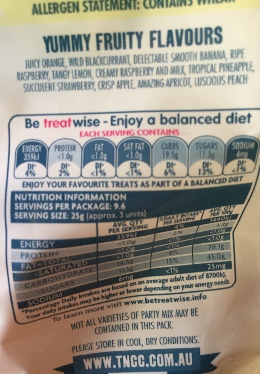 Party mix - Nutrition facts