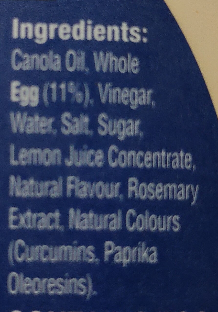Mayonnaise - Ingredients