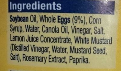 S &W Real Whole Egg Mayonnaise - Ingredients