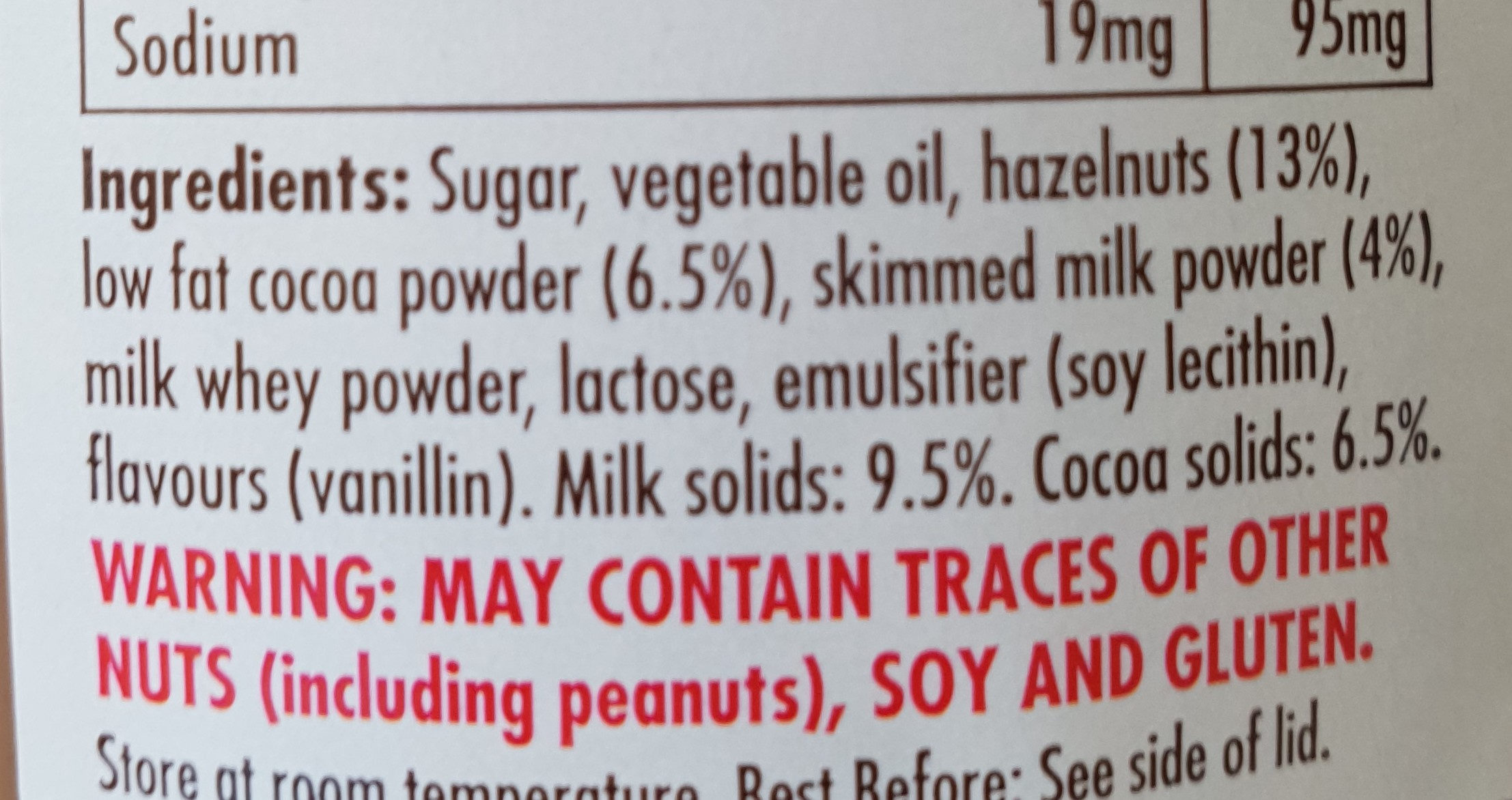 Hazelnut Spread - Ingredients