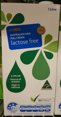 Coles Lactose Free Milk Full Cream - Product
