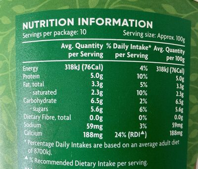 Natural Pot Set Yogurt - Nutrition facts