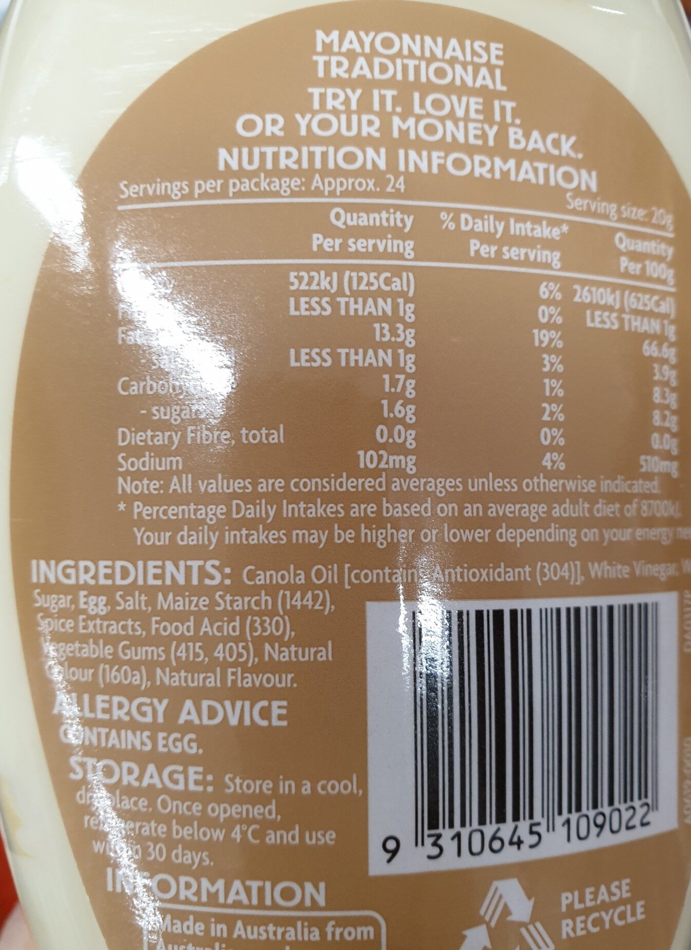 mayo - Ingredients