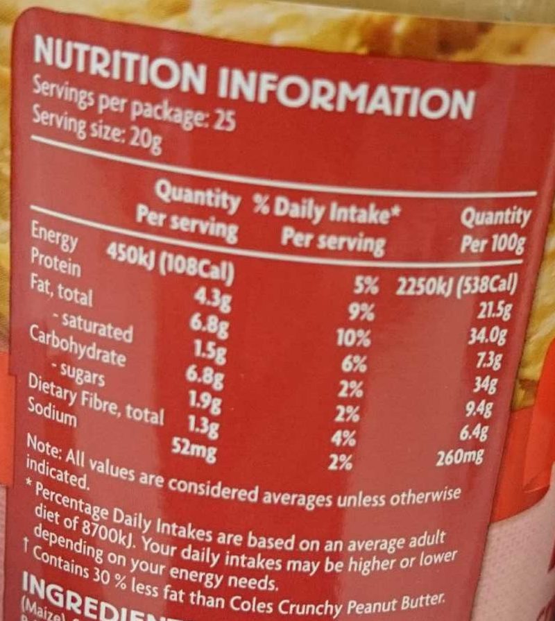 Light Crunchy Peanut Spread - 30% Less Fat - Nutrition facts