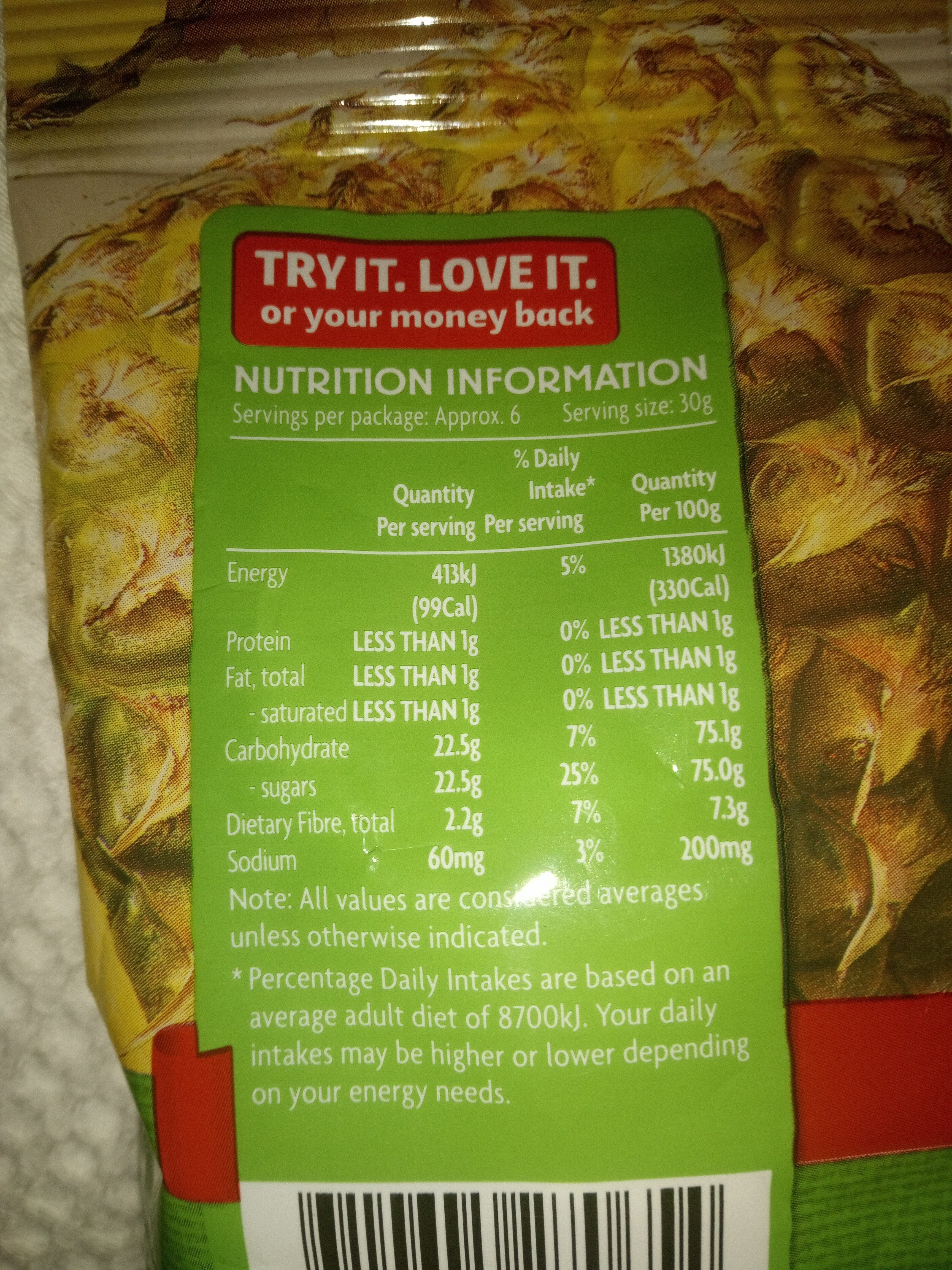 Pineapple Rings - Nutrition facts