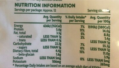 Australian Quick Oats - Nutrition facts