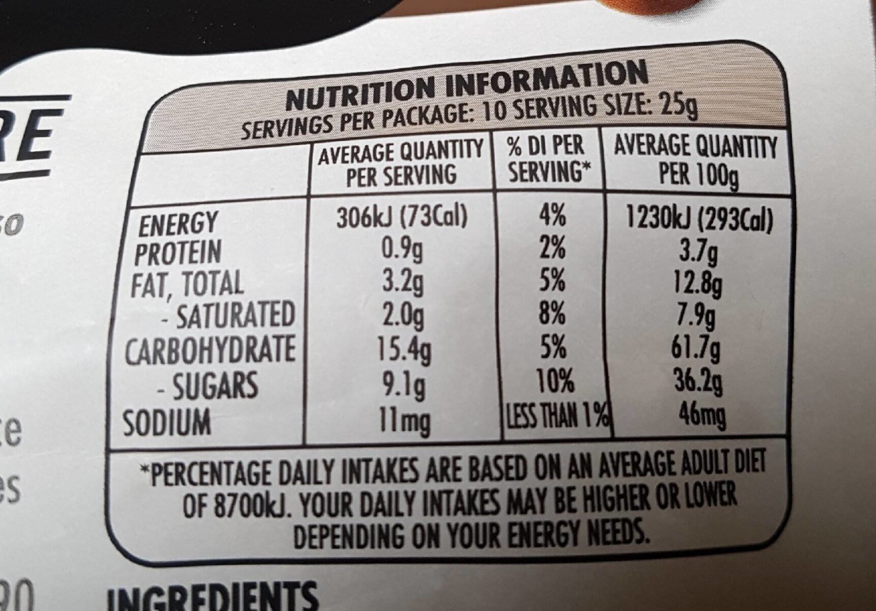 Bullets - Nutrition facts