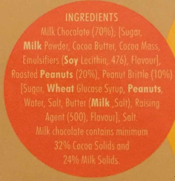 Milk chocolate choc lea bloc peanut crunch - Ingredients - fr