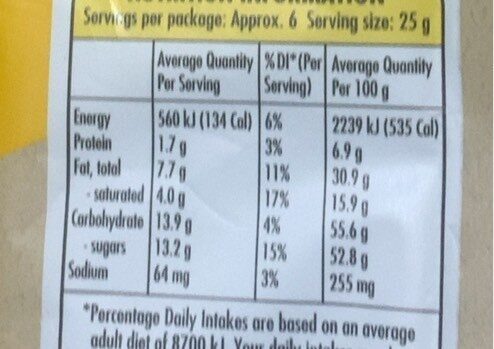 Peanut brittle chocolate - Nutrition facts