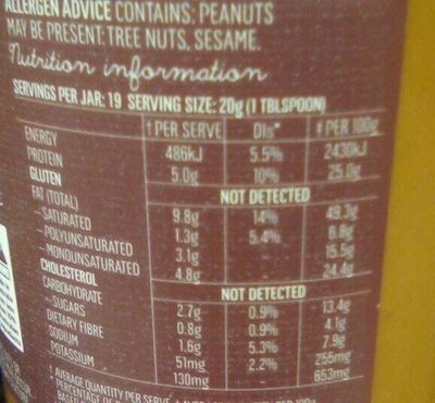 Dark Peanut Butter Crunchy - Nutrition facts