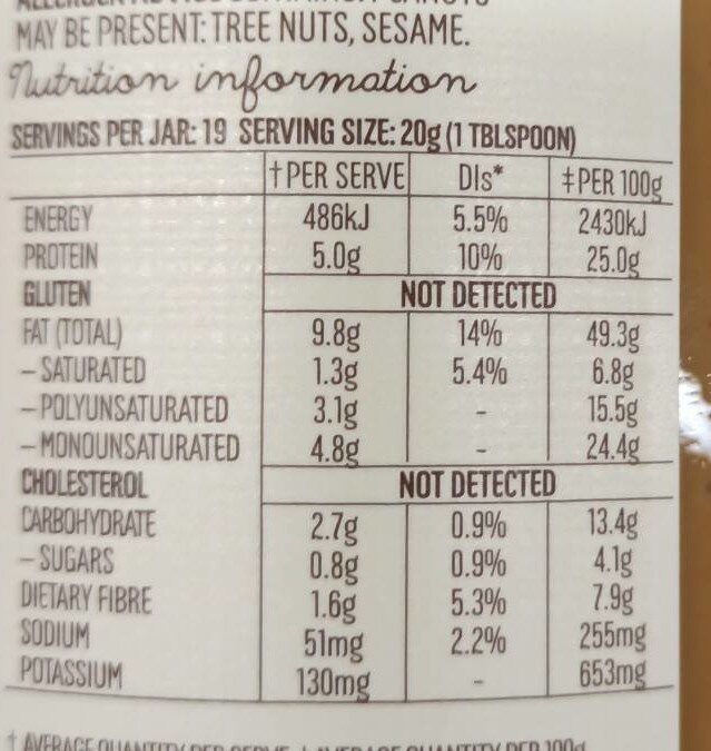 Extra Crunchy Peanut Butter - Nutrition facts