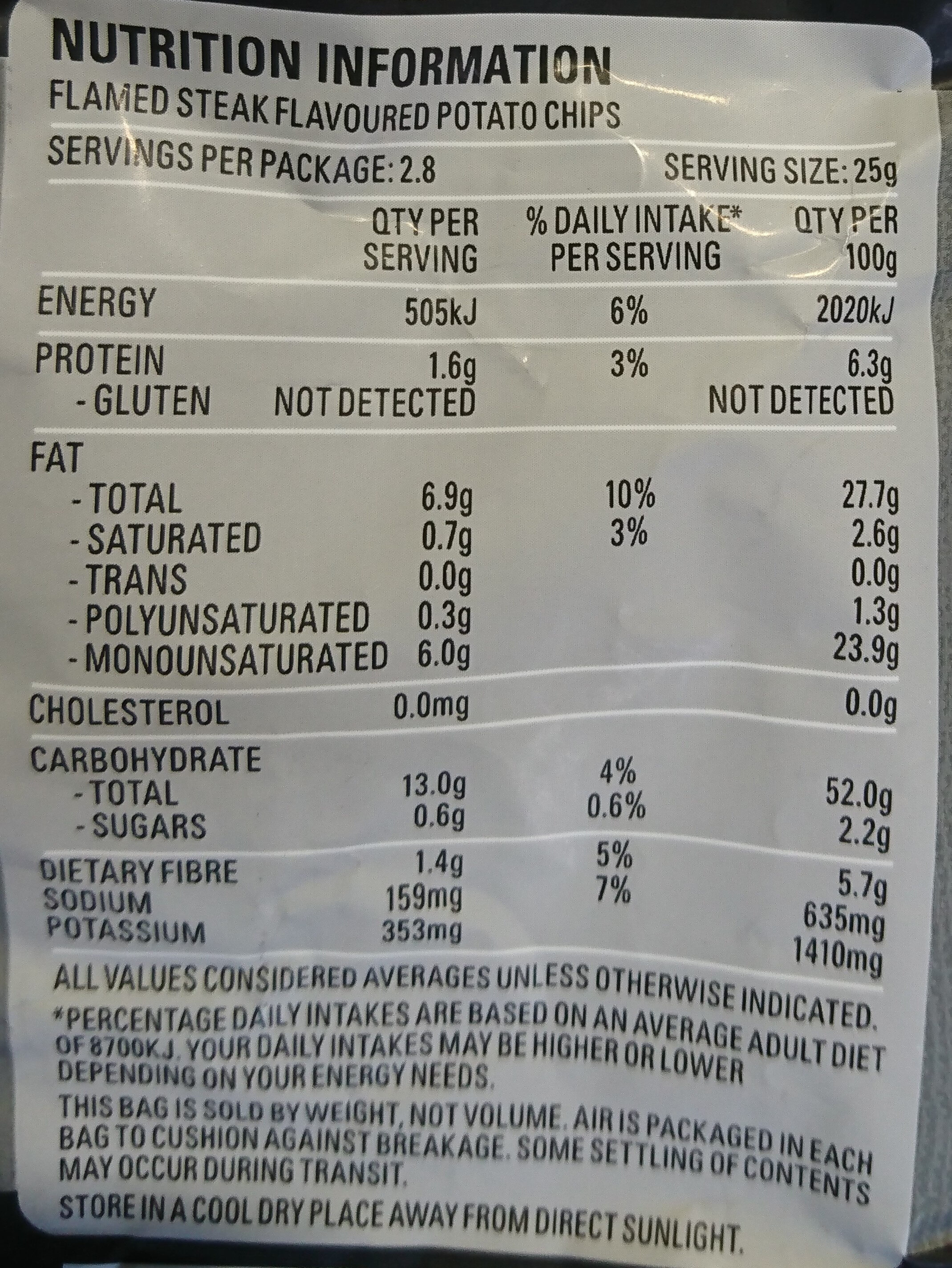 Chunky Flamed Steak Thick Cut Chips - Nutrition facts