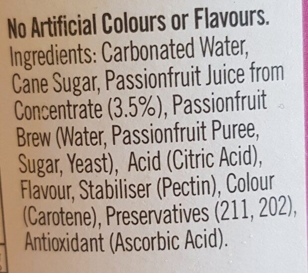 Passion fruit sparkling drink - Ingredients