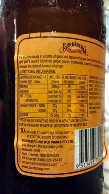 Bundaberg - Ginger Beer - Nutrition facts