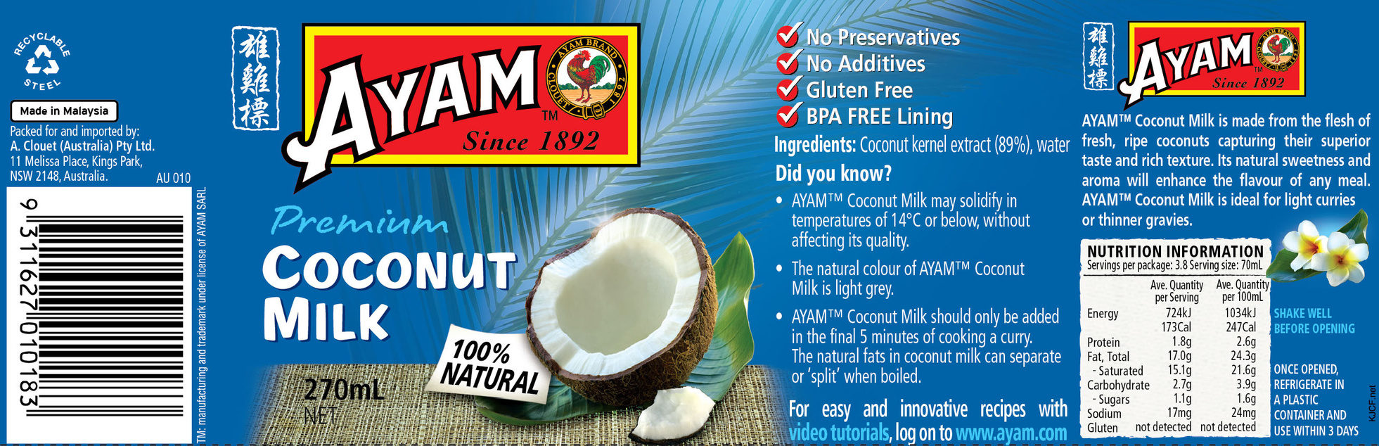 Coconut Milk - Ingrédients