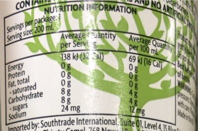Lime & Yuzu soda - Nutrition facts