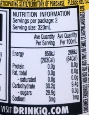 Original and cola - Nutrition facts