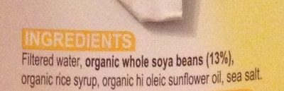 Organic Nature's Soy Milk No Added Caned Sugar Original - Ingredients