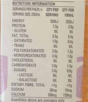 Pure Harvest Organic Natures Soy Milk Malt Free - Nutrition facts