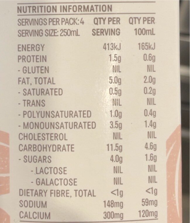 Milk activated almond - Nutrition facts - fr
