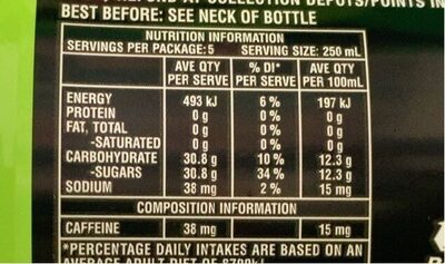 Mountain Dew Energised - Nutrition facts