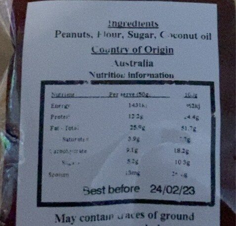 Kri Kri Peanuts - Nutrition facts