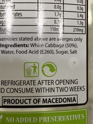 Sauerkraut - Recycling instructions and/or packaging information