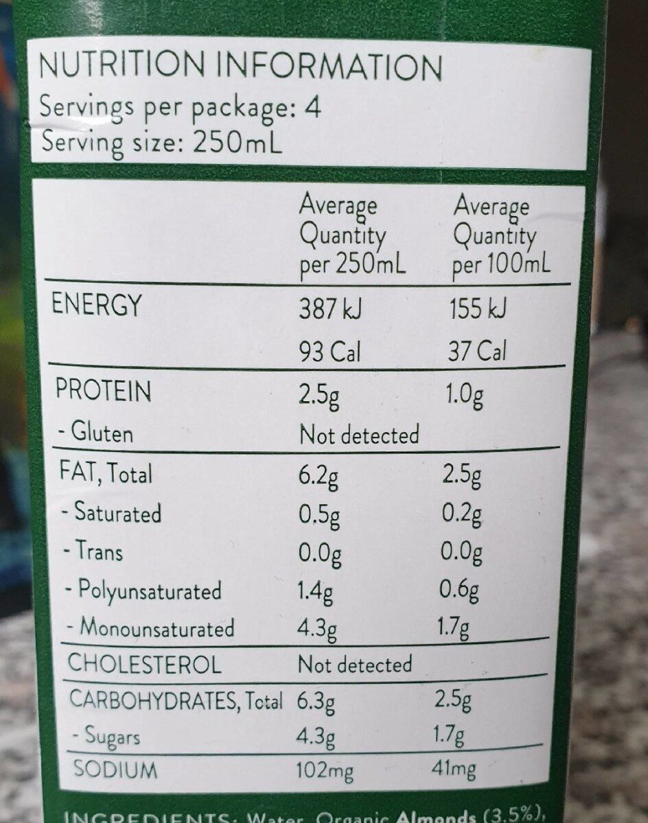 Barista Almond - Nutrition facts