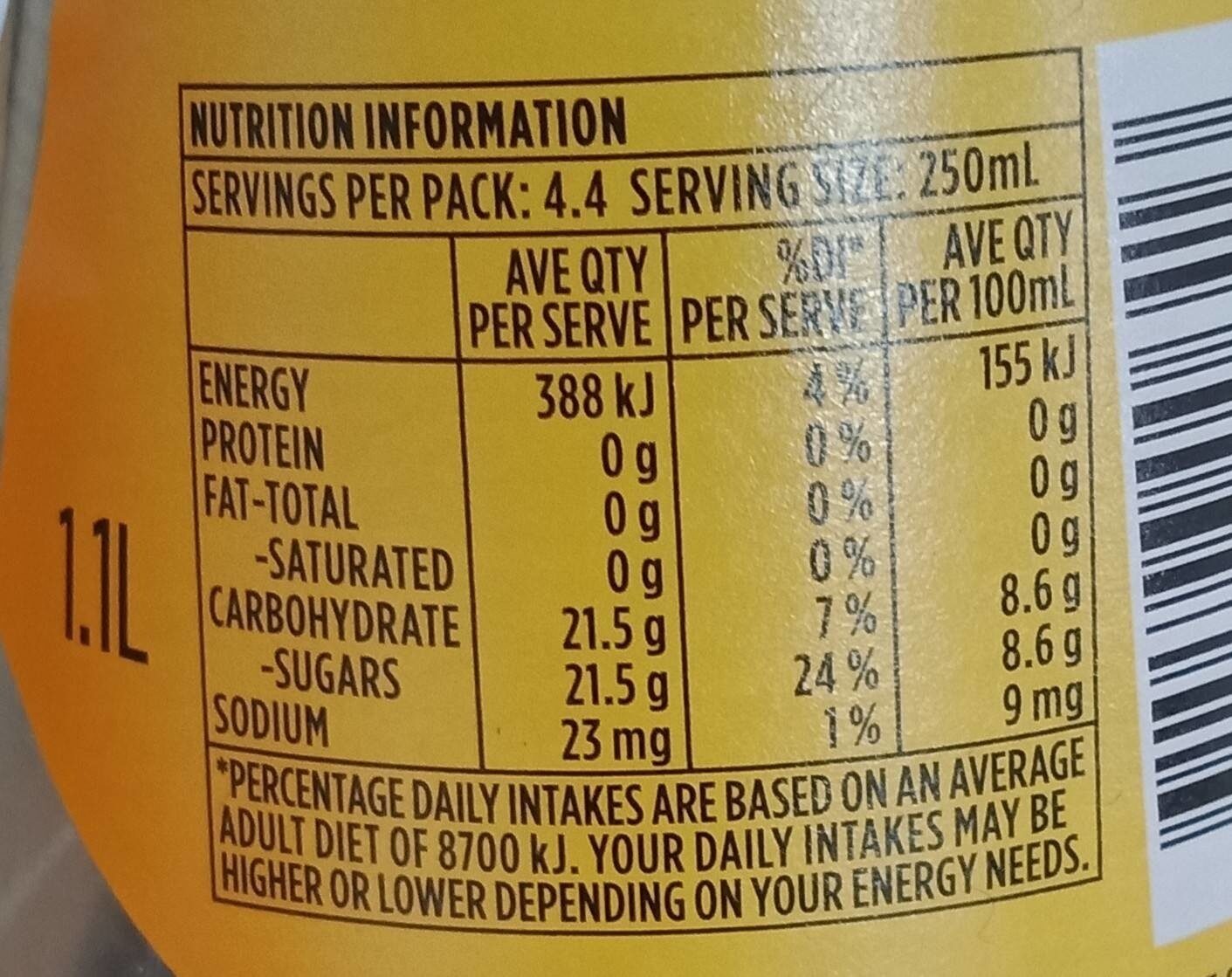Schweppes Tonic - Nutrition facts - fr