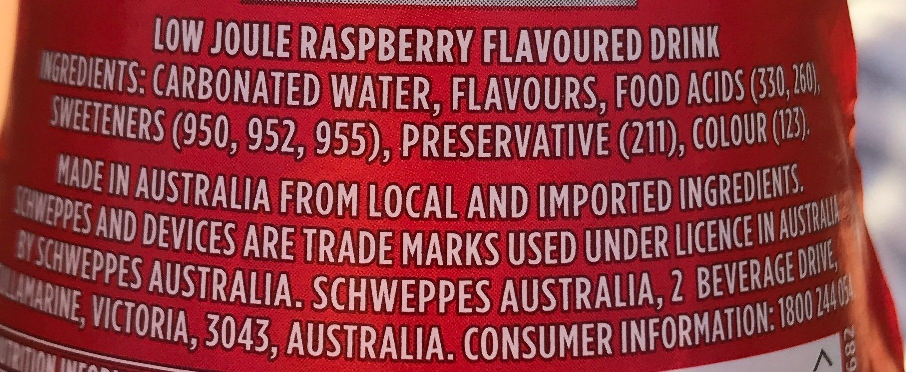 Schweppes raspberry zero sugat - Ingredients - fr