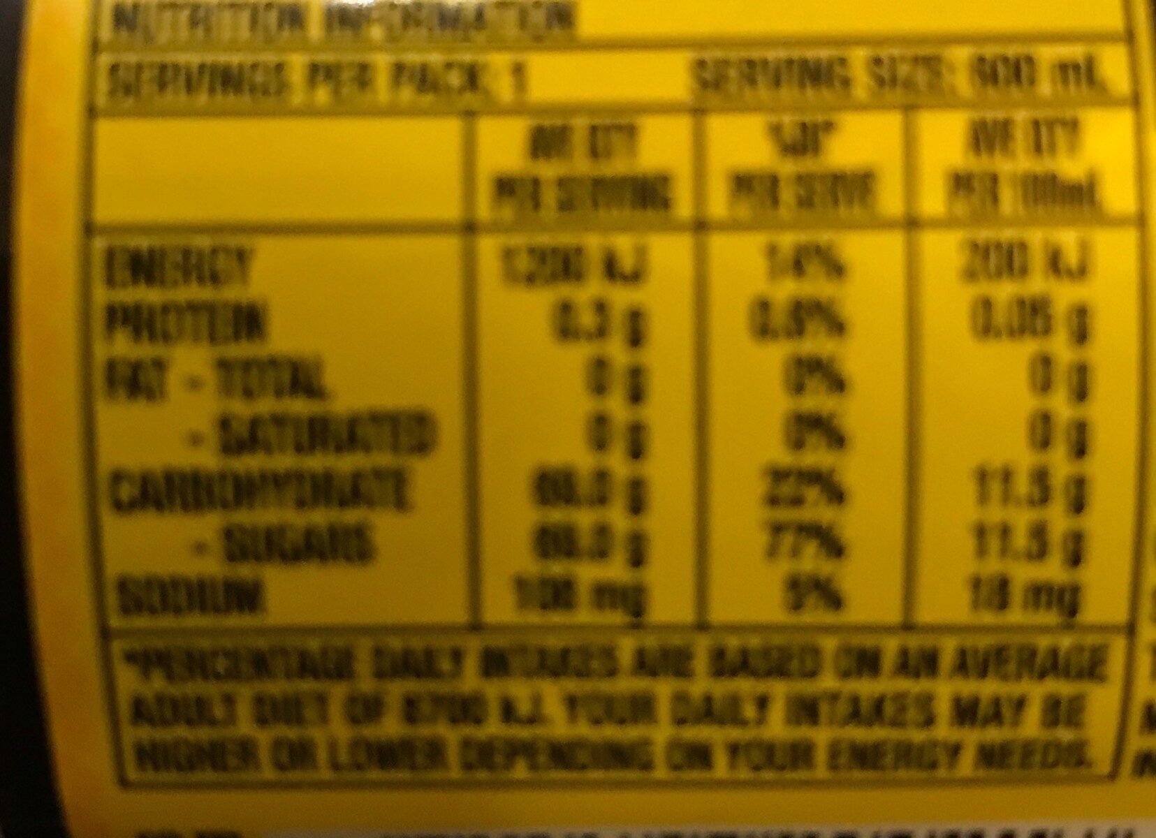 Solo - Nutrition facts