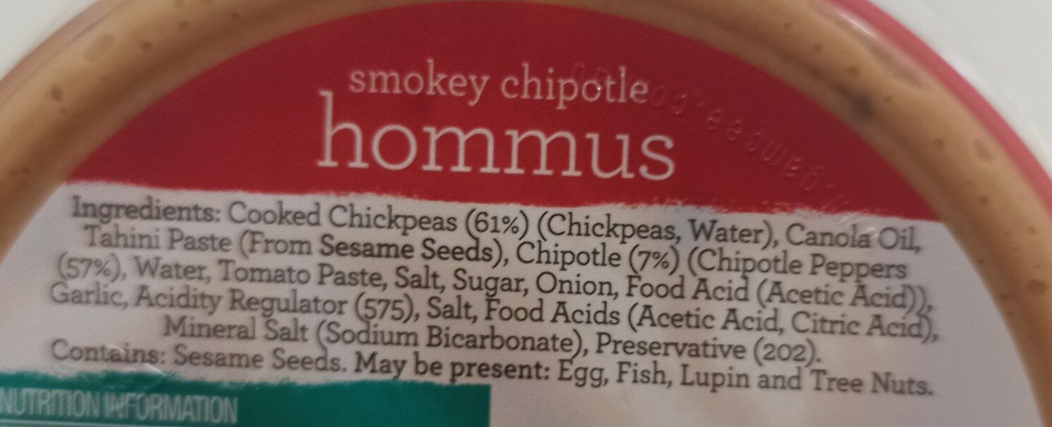 Smokey Chipotle Hommus - Ingredients