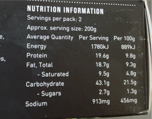 Gourmet Slow Cooked Chunk Beef Pie - Nutrition facts