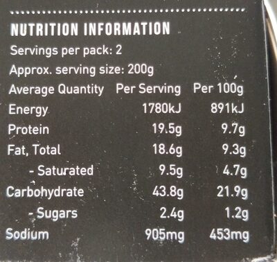 Gourmet Slow Cooked Steak & Mushroom - Nutrition facts