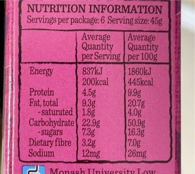 Bars - Super Berry - Información nutricional - en