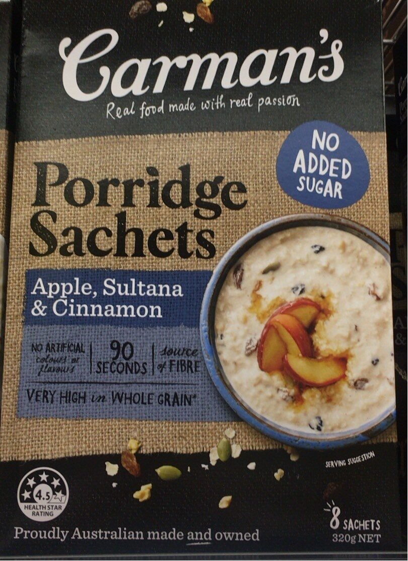Carmans Porridge Apple Sultana & Cinnamon - Product