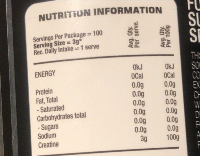 creatine micronized monohydrate - Nutrition facts