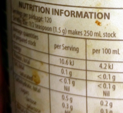 Delight vegetable stock - Nutrition facts