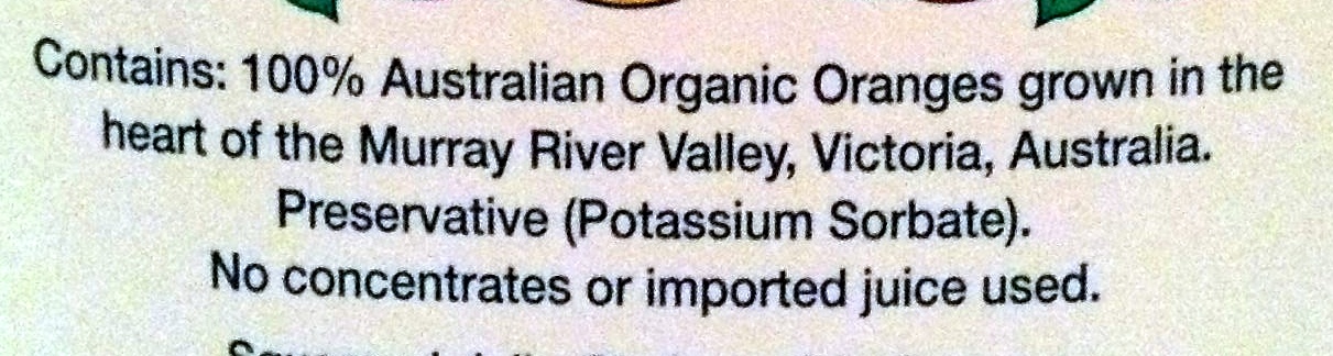 Organic orange juice - Ingredients
