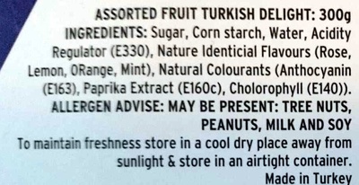 Assorted Fruit Turkish Delight - Ingredients