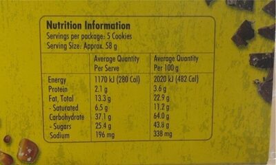 Salted caramel cookie - Nutrition facts