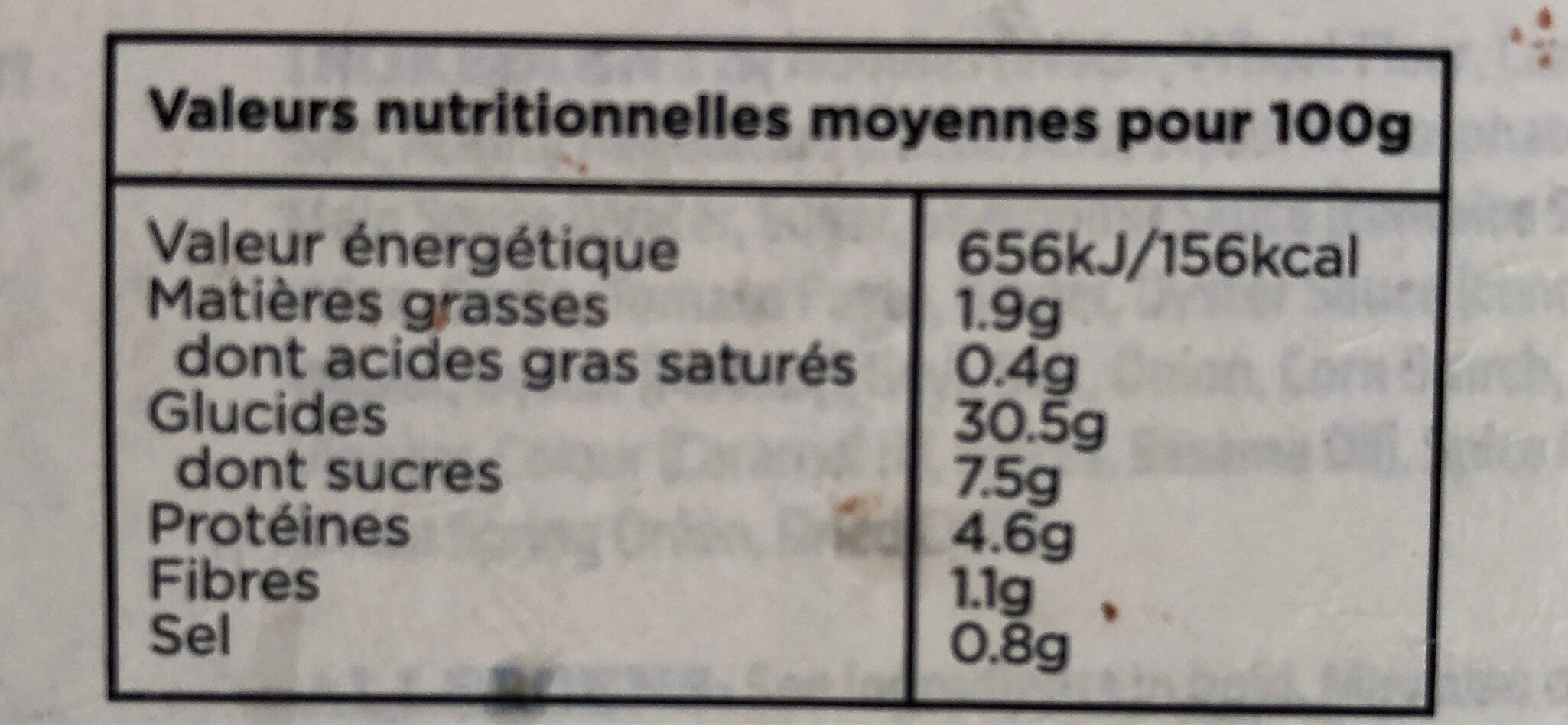 Chow mein - Nutrition facts