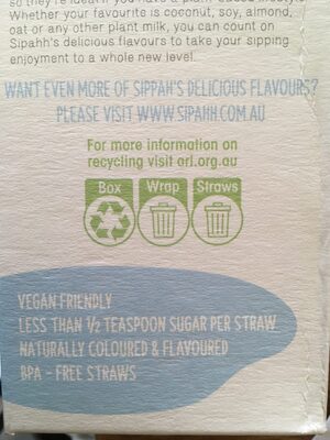 Sipahh straws - Recycling instructions and/or packaging information